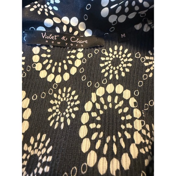 Violet Claire Black White boho Y2K Floral Pleated Bell Sleeve Button M Whimsi - Picture 4 of 5